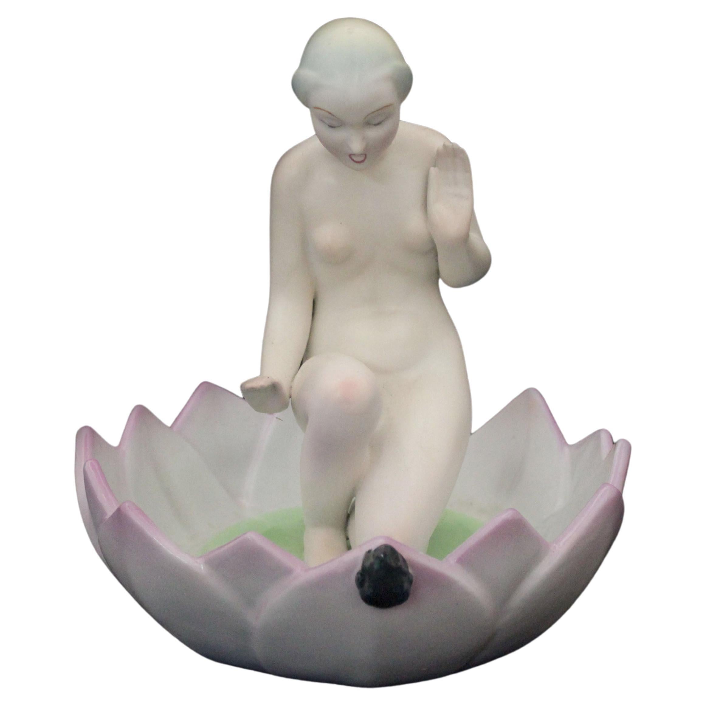 Figure of a Girl Kneeling in Petals from Ronzan, 1940s For Sale