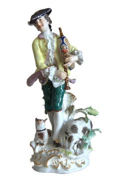 Figure of a large shepherd with bagpipes Meissen J.J. Kändler 1st choice 1850-19