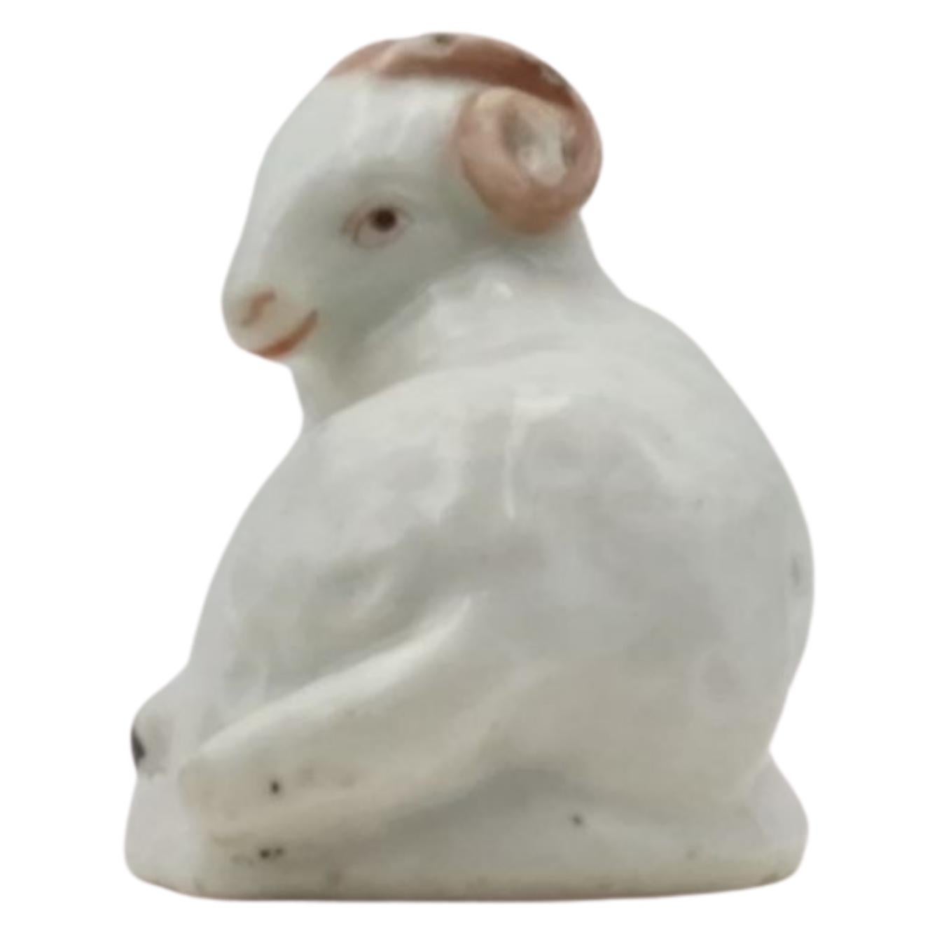 English Figure of a ram, Derby Porcelain Works, circa 1760 For Sale