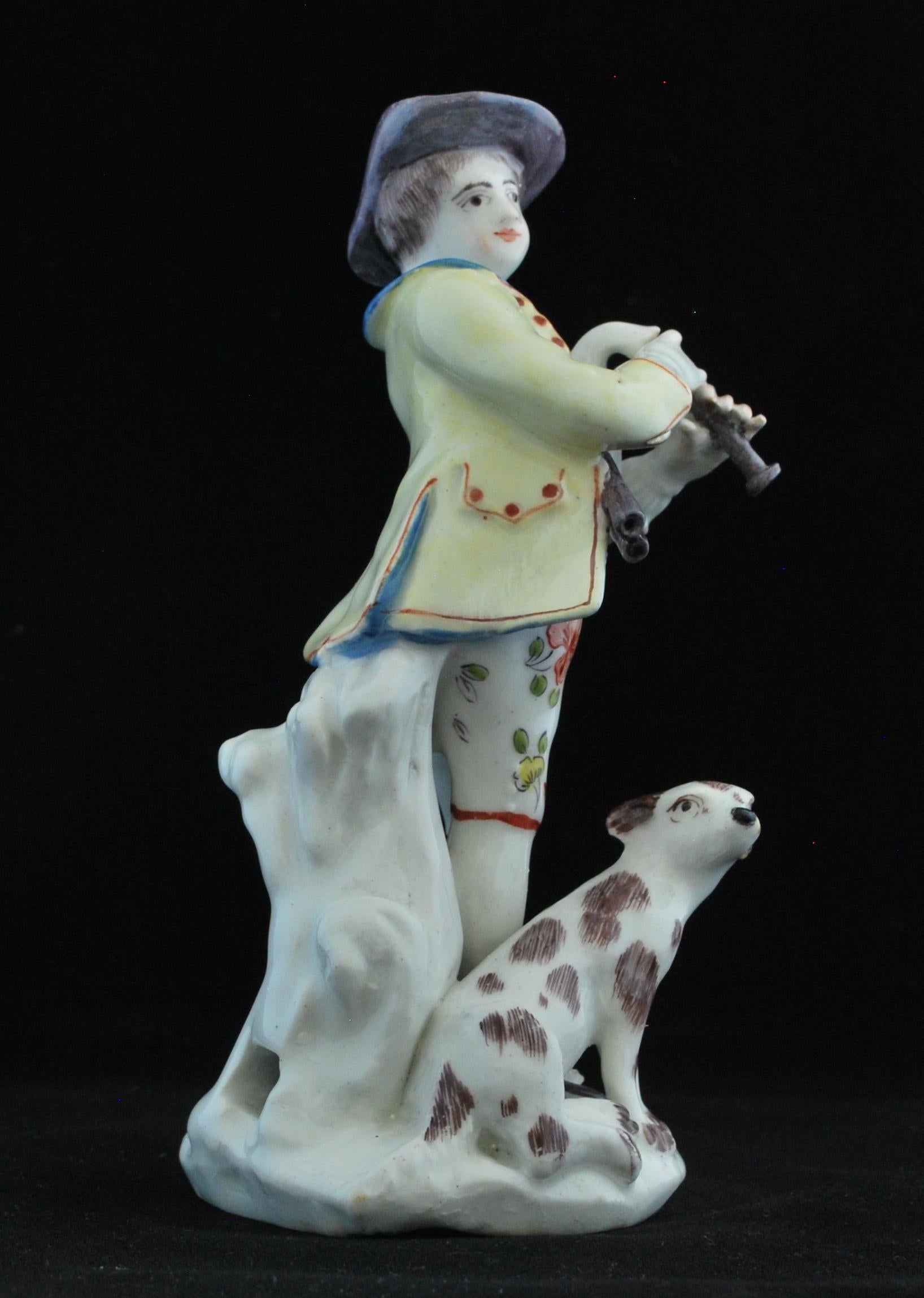 Neoclassical Figure of a Shepherd and His Dismal Hound, Bow Porcelain Factory, circa 1753