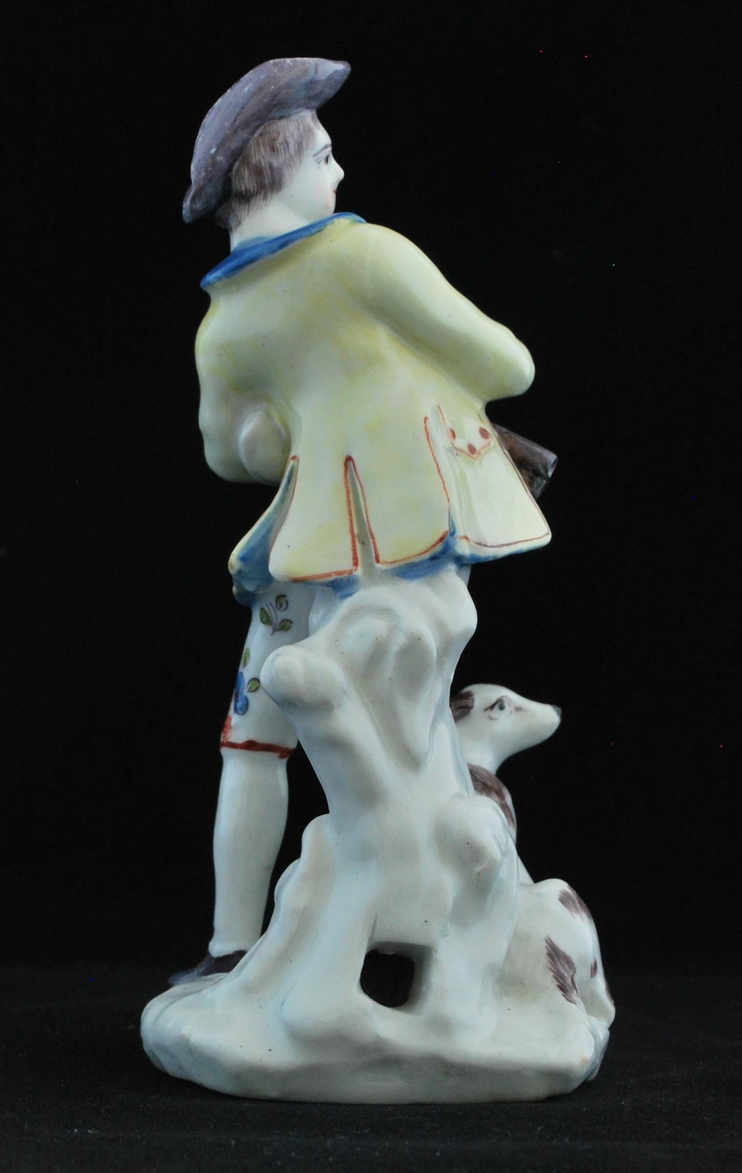 English Figure of a Shepherd and His Dismal Hound, Bow Porcelain Factory, circa 1753