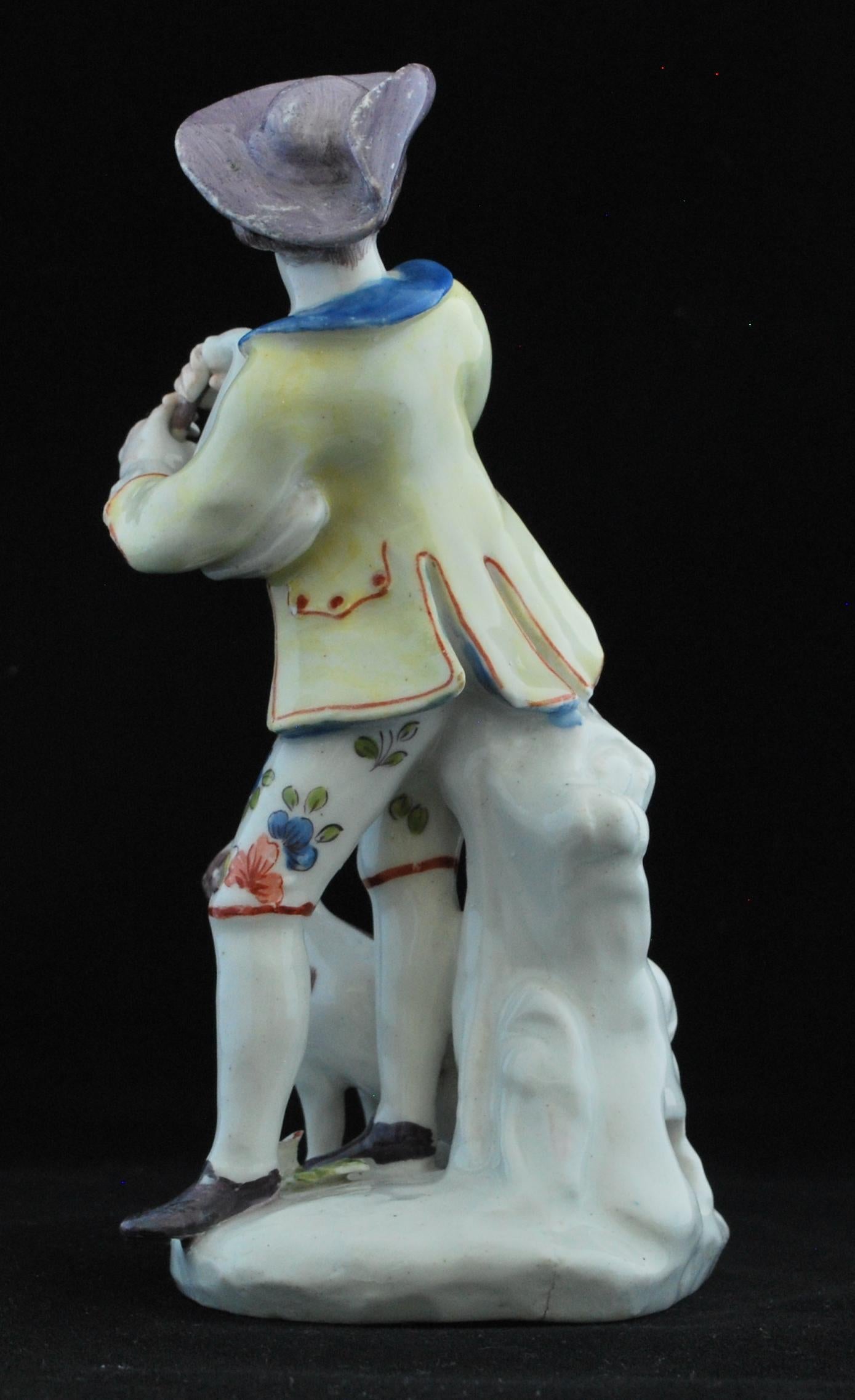 Molded Figure of a Shepherd and His Dismal Hound, Bow Porcelain Factory, circa 1753