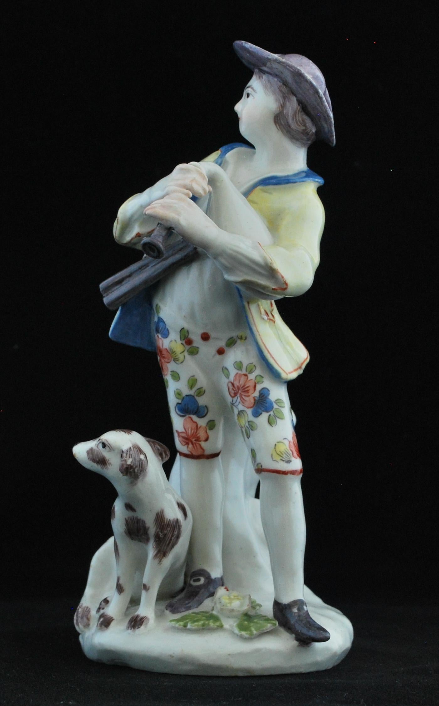 Figure of a Shepherd and His Dismal Hound, Bow Porcelain Factory, circa 1753 In Excellent Condition In Melbourne, Victoria