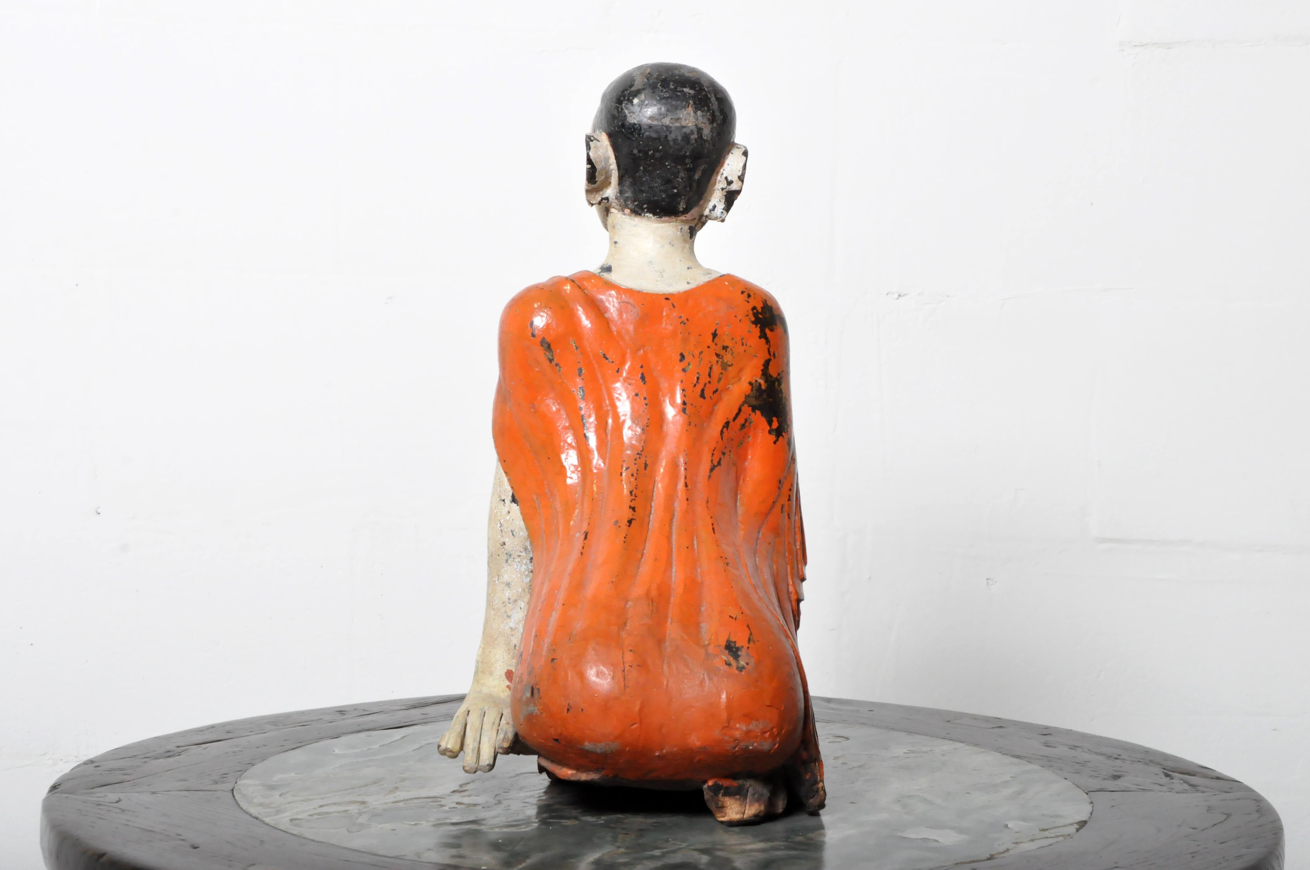 Teak Figure of a Thai Monk