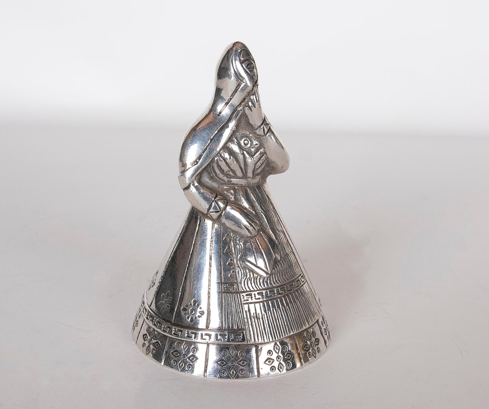 Figure of a Woman in Typical Costume of her Country Made of Metal For Sale 3
