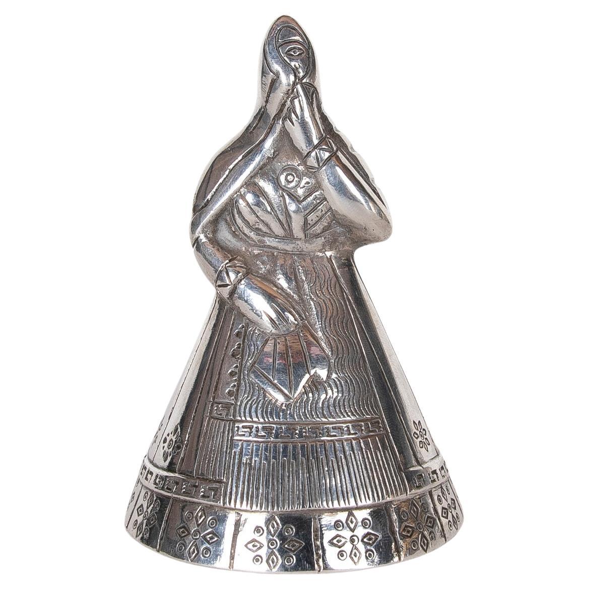 Figure of a Woman in Typical Costume of her Country Made of Metal For Sale