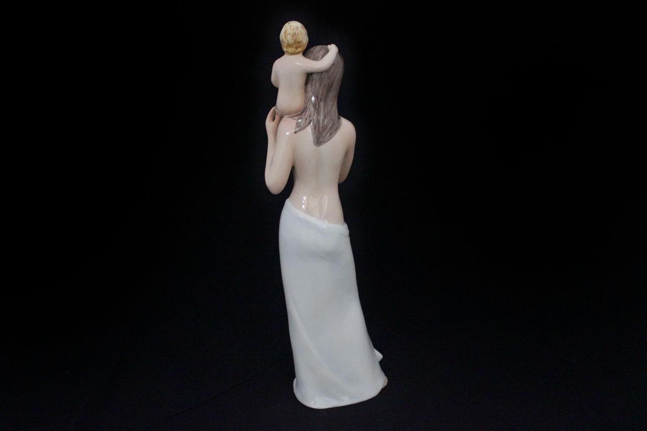 Art Deco Figure of a Woman with Veil & Infant from Ronzan, 1940s For Sale