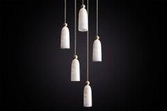 Marc Wood Figure Pendant Luxury Light 5 piece, Brushed Brass & Alabaster