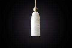 Marc Wood Figure Pendant Luxury Light Small, Brushed Brass & Alabaster