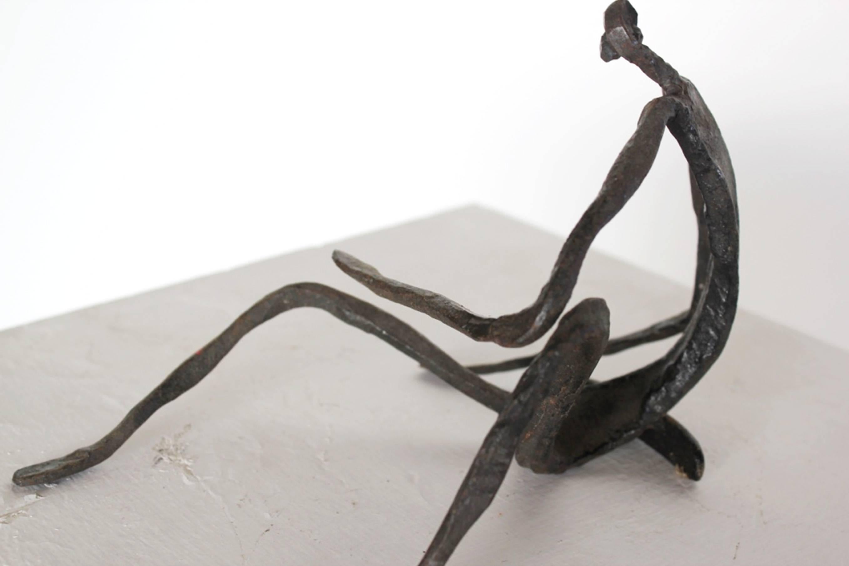 20th Century Modern Figurative Sculpture in Hand-Forged Textured Wrought Iron For Sale