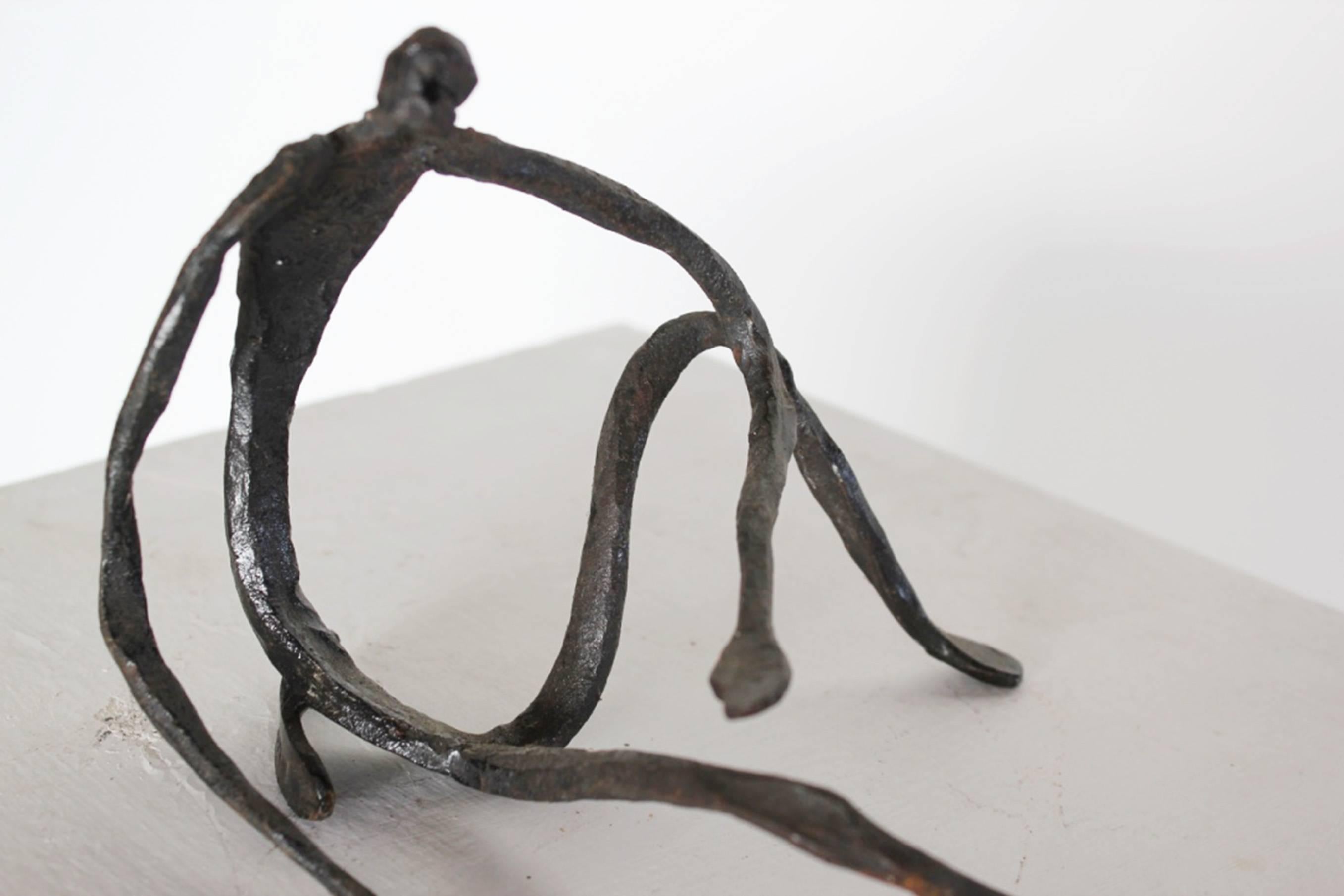 Modern Figurative Sculpture in Hand-Forged Textured Wrought Iron For Sale 1