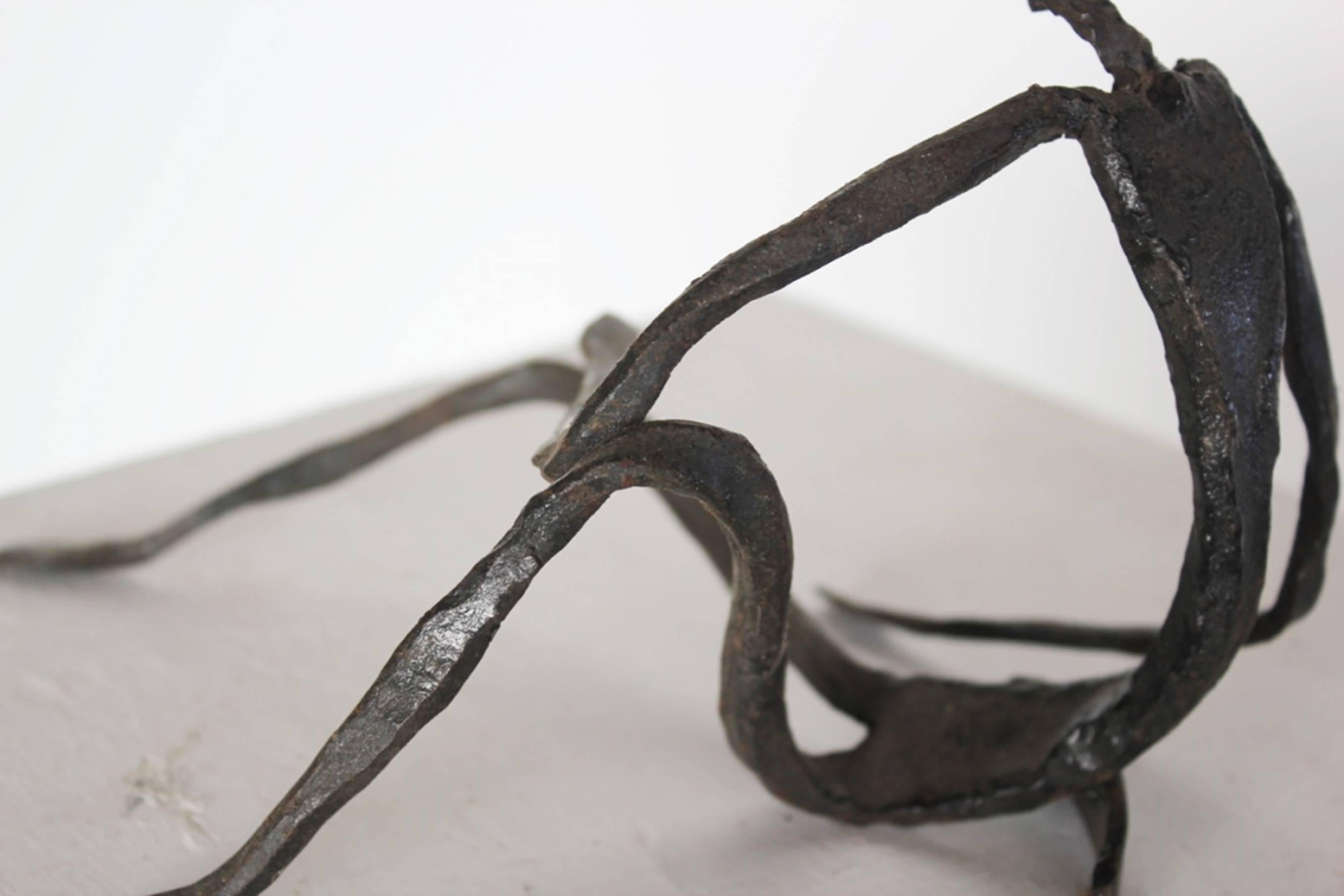 Modern Figurative Sculpture in Hand-Forged Textured Wrought Iron For Sale 2
