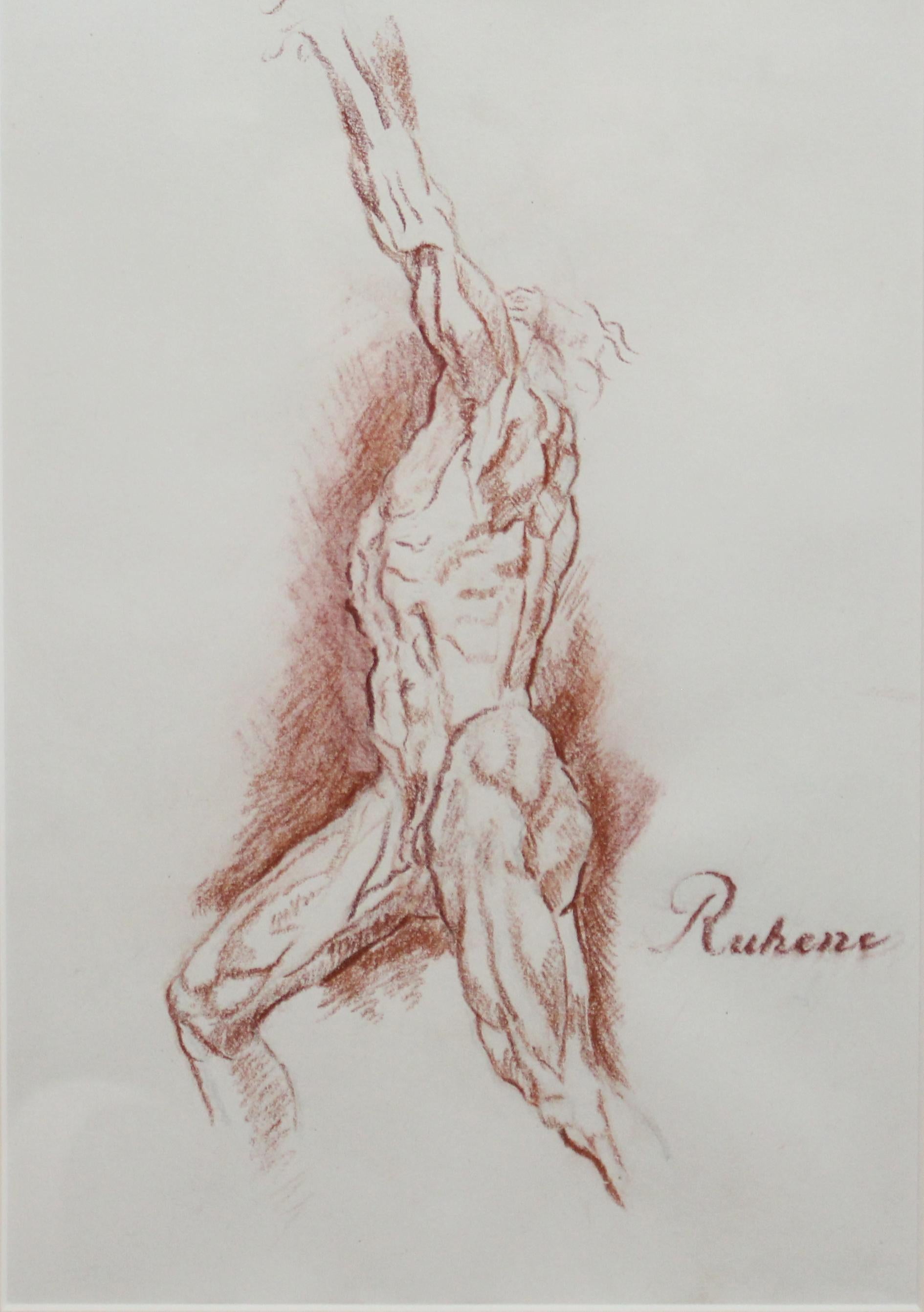 Figurenstudie in Rötel - nach Rubens (Europäisch) im Angebot