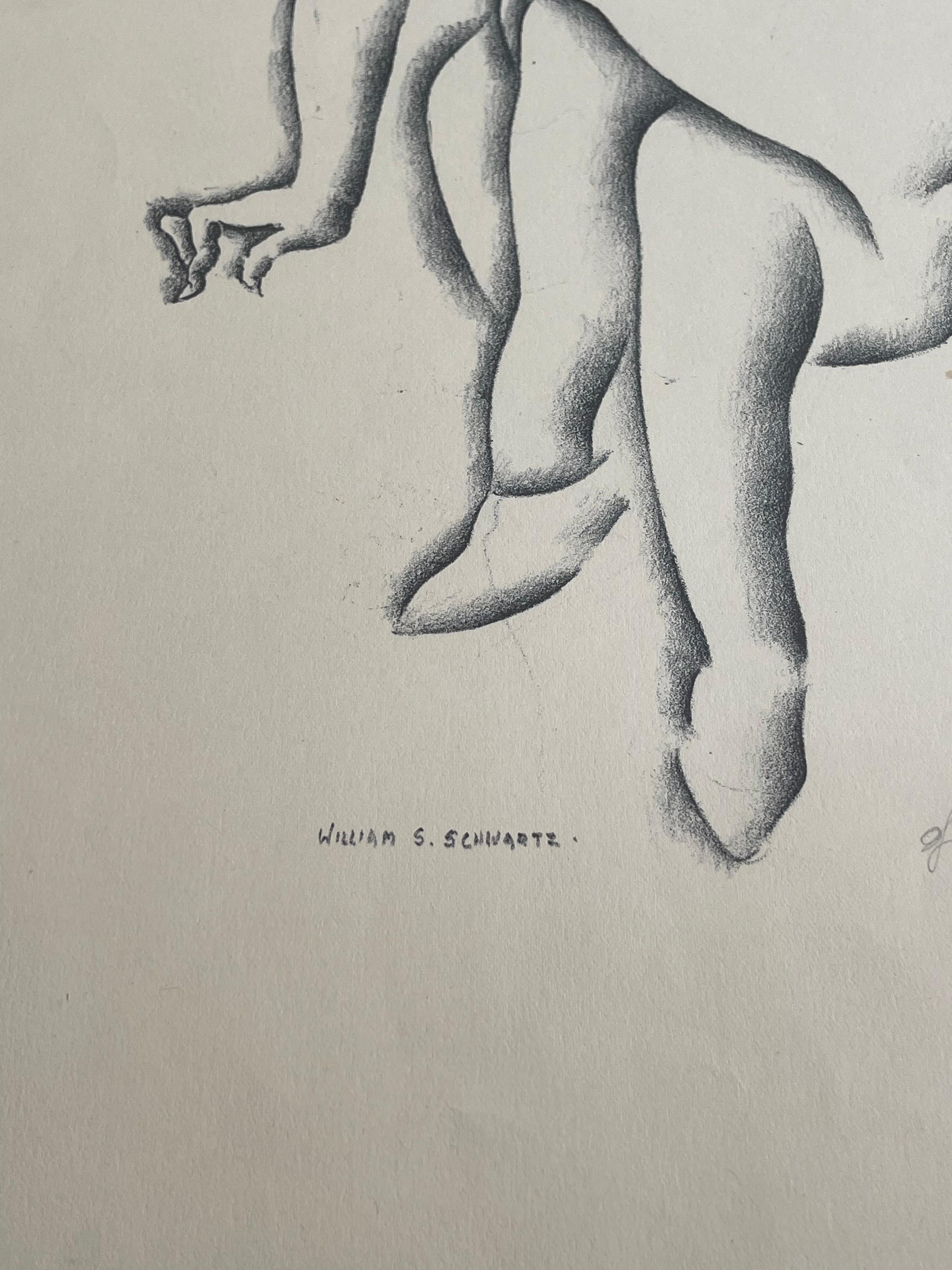 Figure Study Lithograph by William S. Schwartz In Excellent Condition For Sale In Pasadena, CA