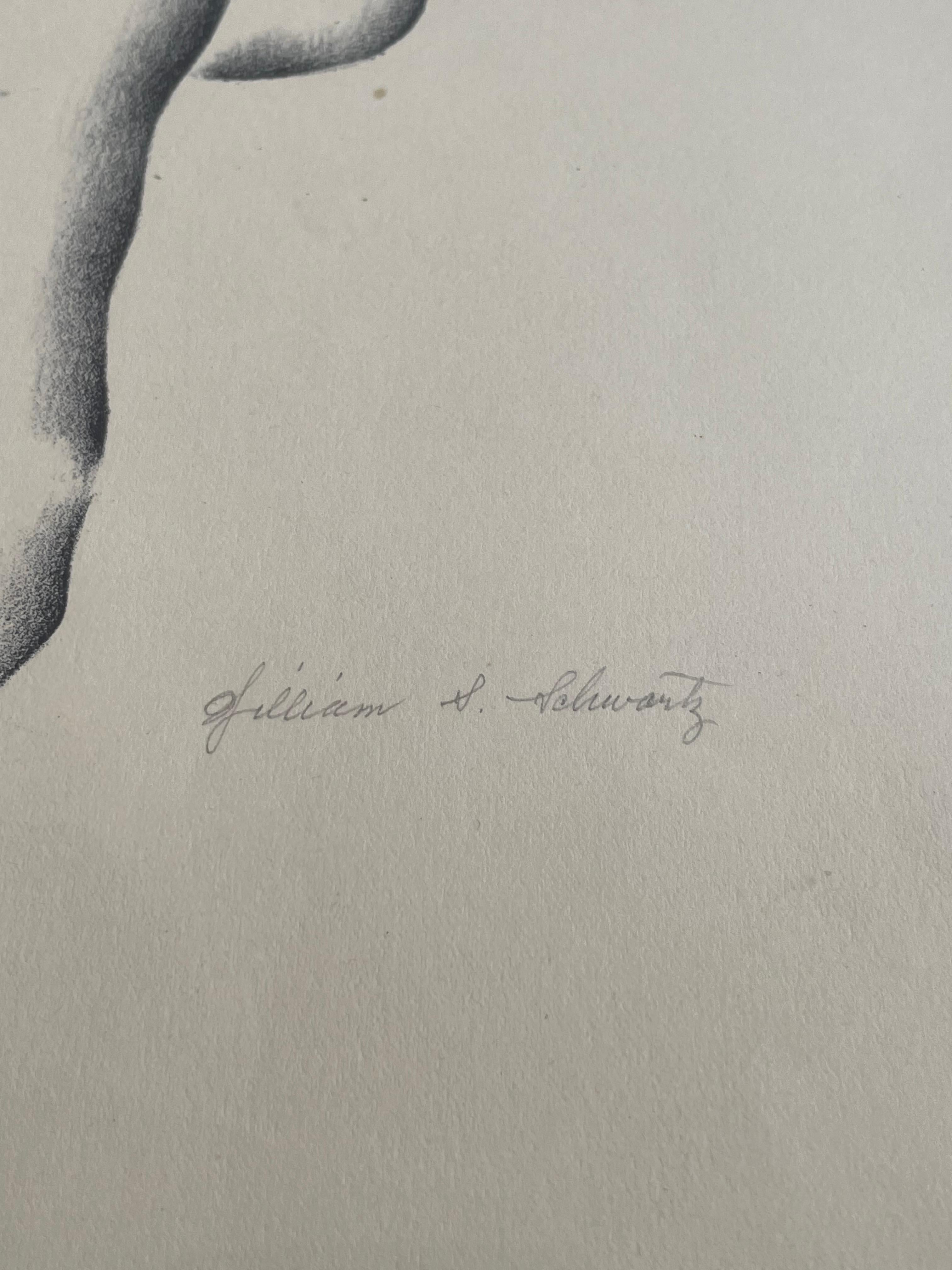Litografía de estudio de figura de William S. Schwartz siglo XX en venta