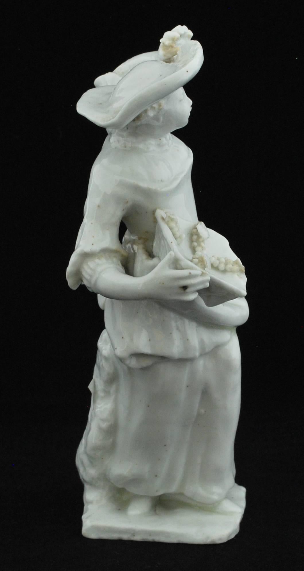 Neoclassical Figure of The Vintner's Companion, Bow Porcelain Factory, circa 1748 For Sale