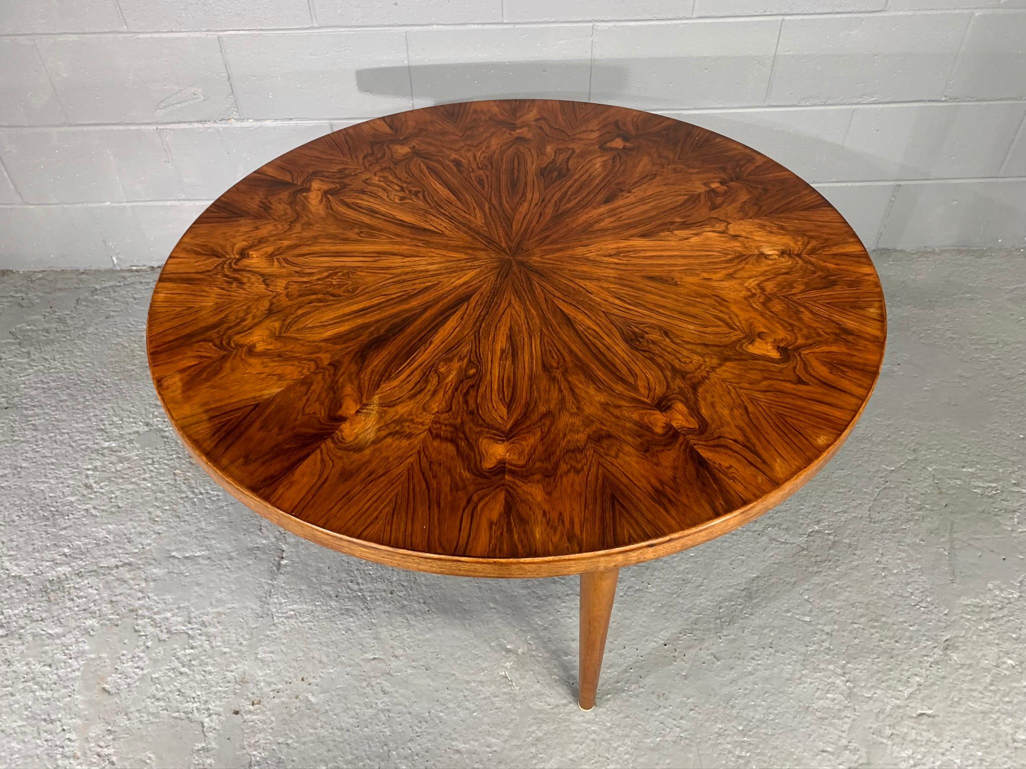 Mid-20th Century Figured Grain Rosewood Round Coffee Table by Edvard Valentinsen