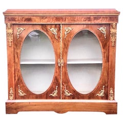 Figured Inlaid Walnut Ormolu Mounted Two Doored Antique Victorian Pier Cabinet