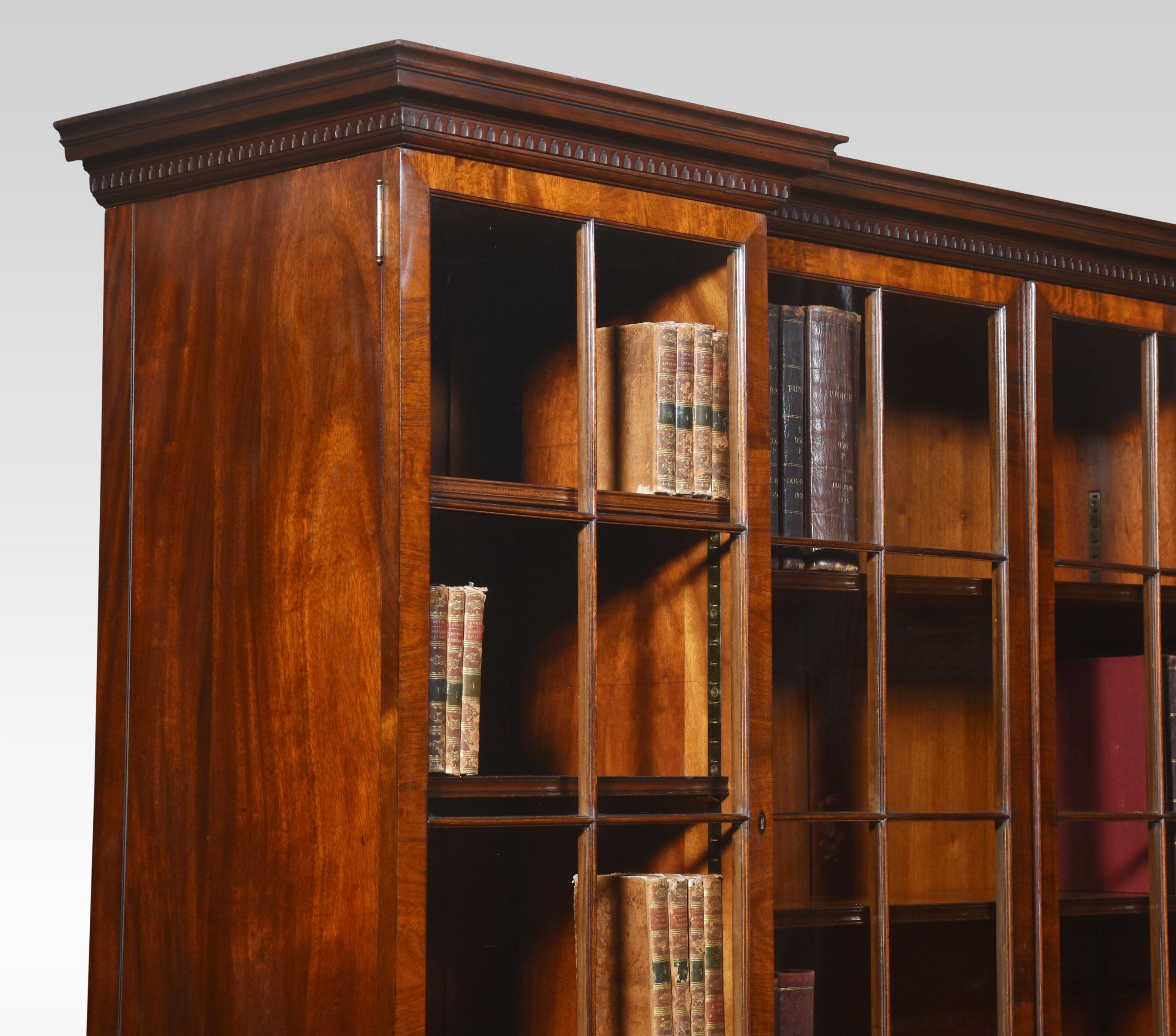 Wood Figured Mahogany Four-Door Bookcase For Sale