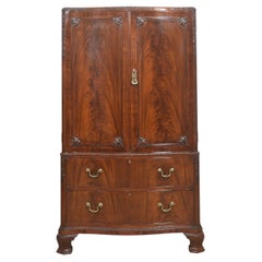 Figured Mahogany Tallboy Linen Press With Carved Detail