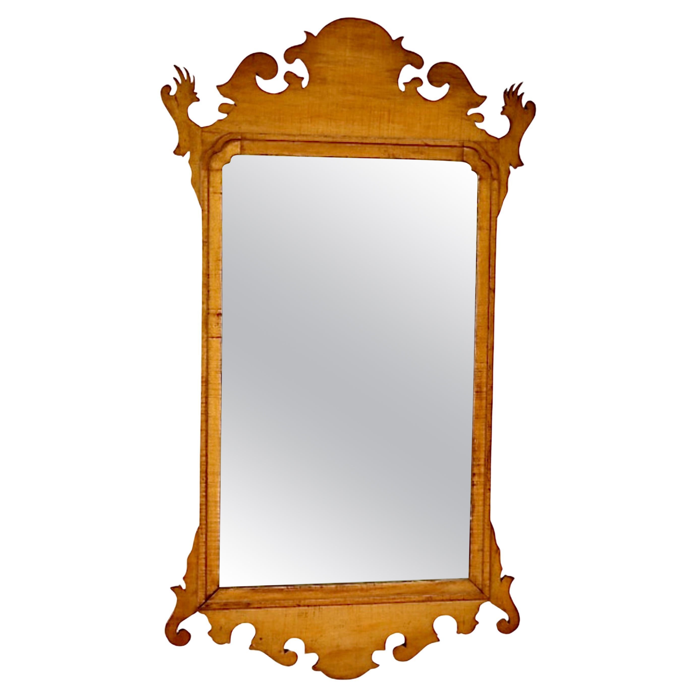 Figured Maple Chippendale Mirror, 18th Century For Sale