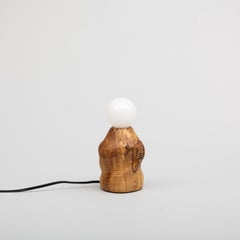 Figured Olive Sculptural Table Lamp, Hand Turned Reclaimed Wood, MCM