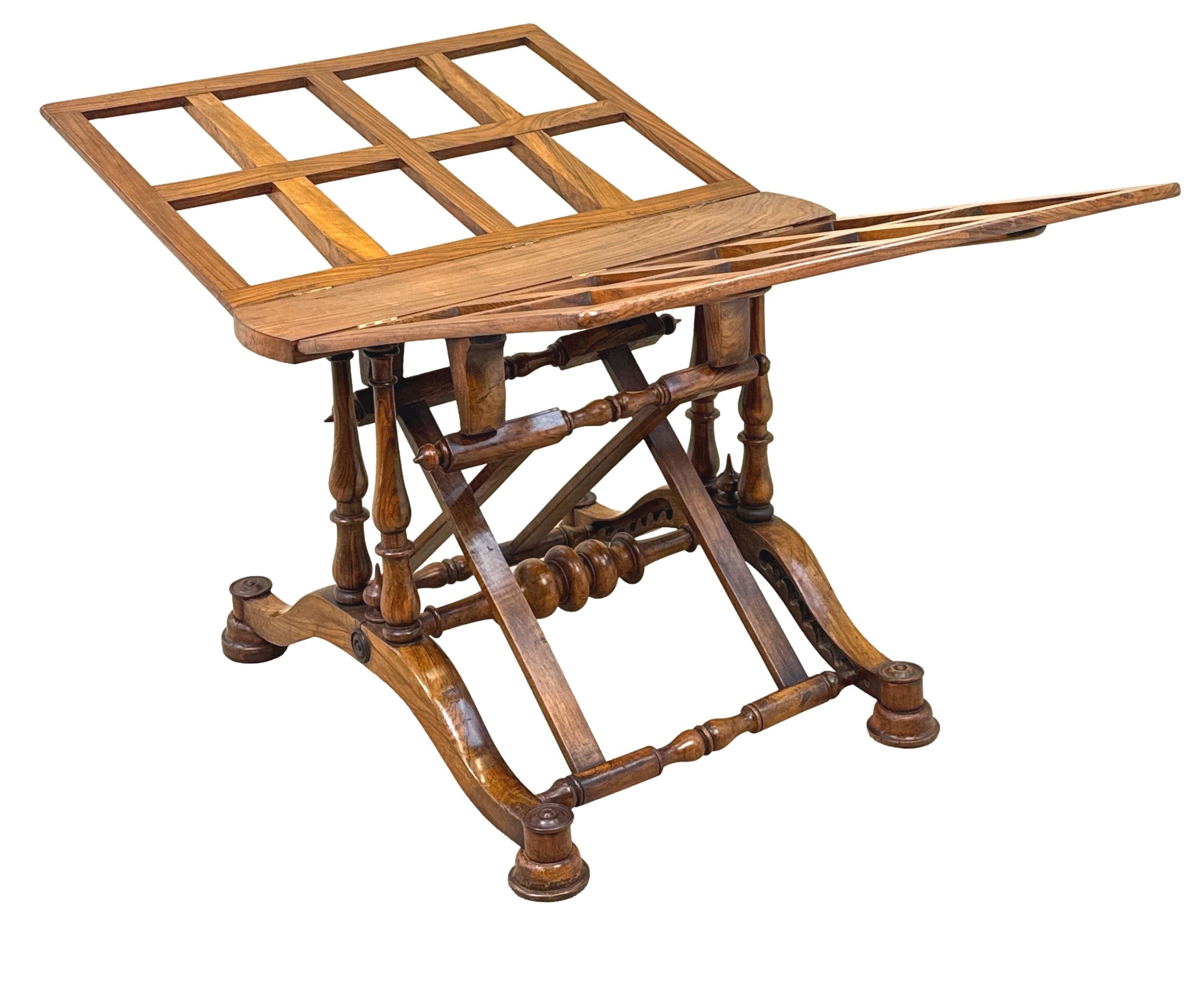 Figured Walnut 19th Century Antique Folio Stand im Zustand „Gut“ im Angebot in Bedfordshire, GB