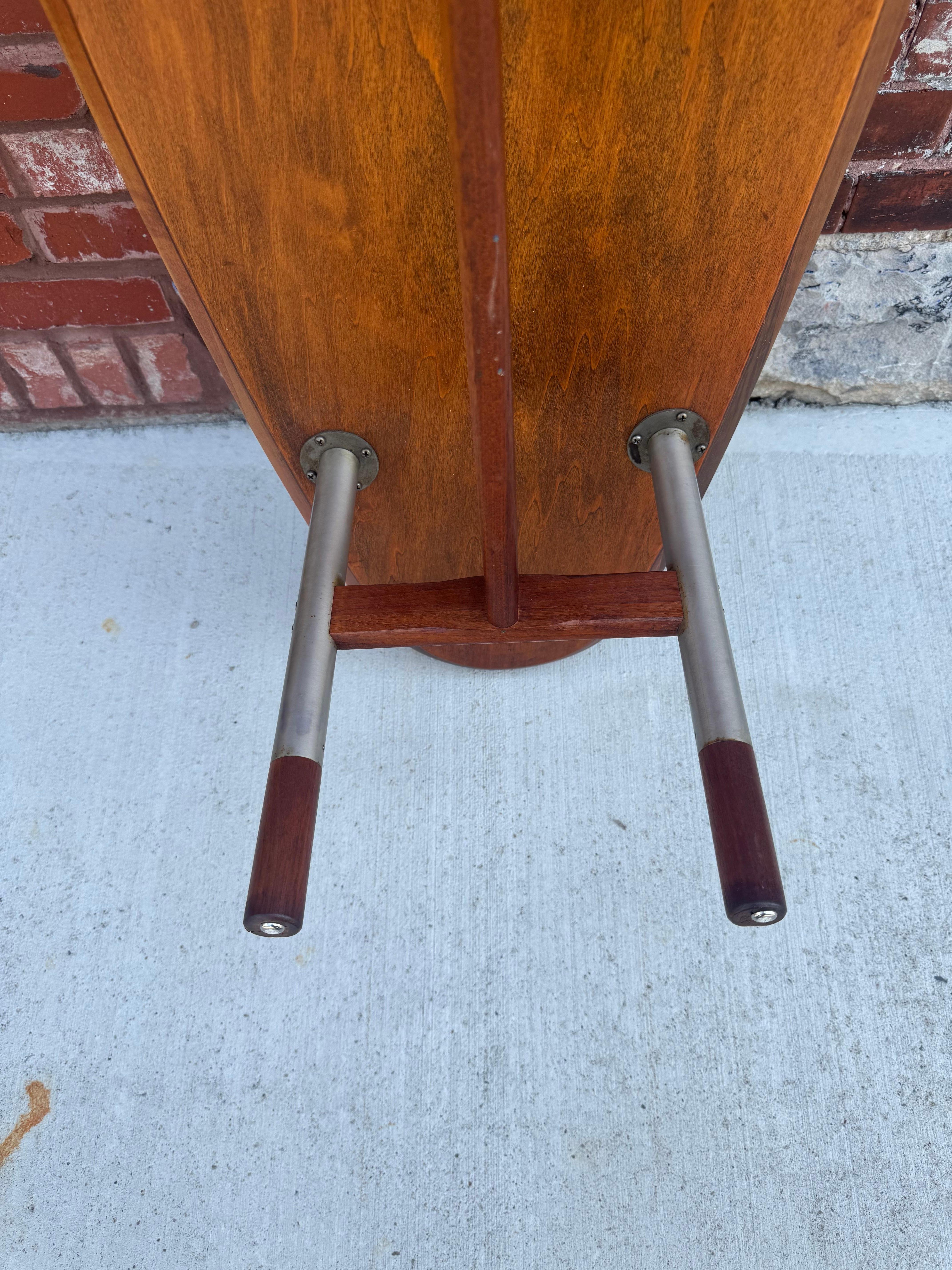 Scandinavian Modern Figured Walnut and Stainless Steel Surfboard Table by Arne Vodder For Sale