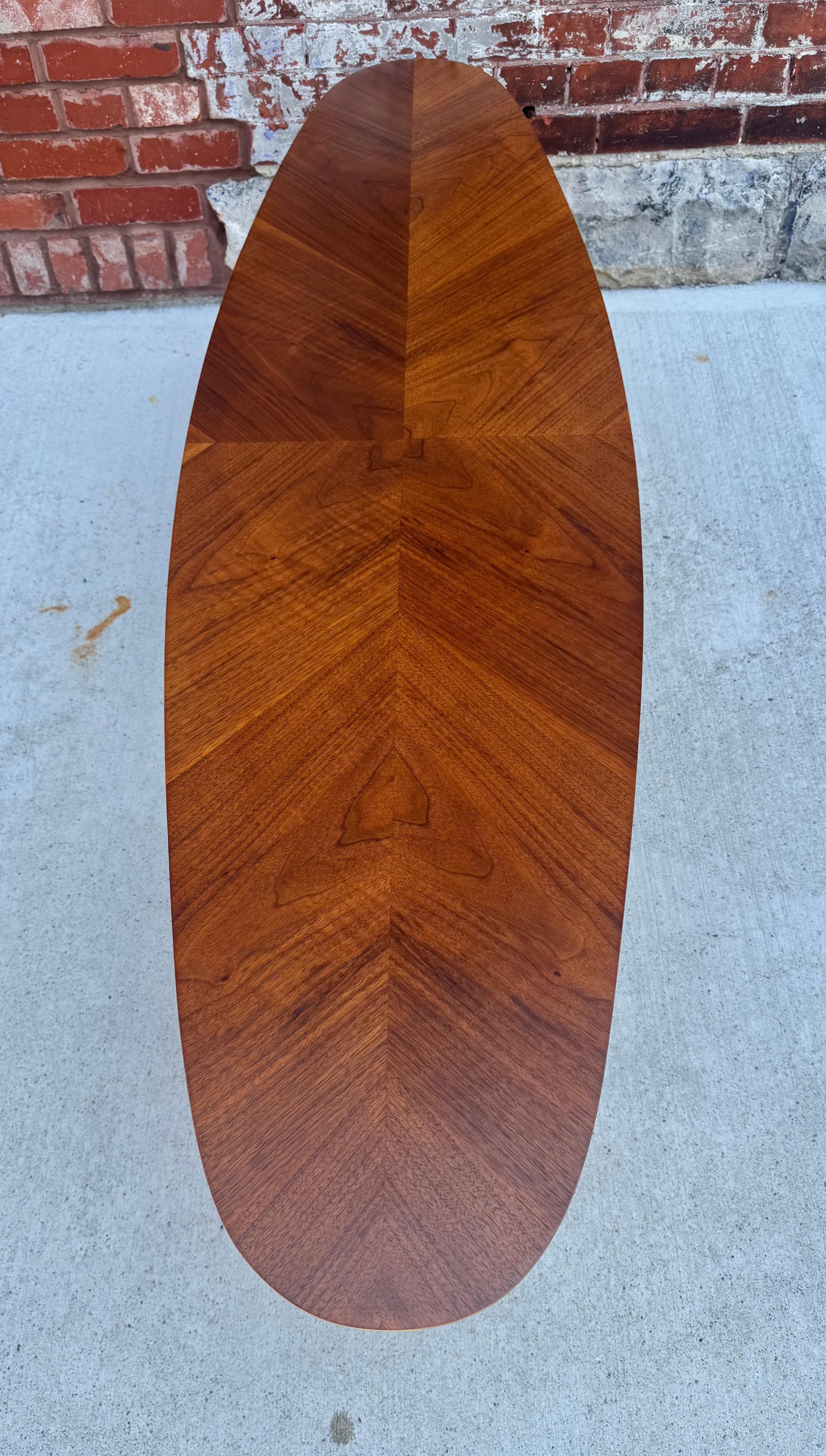 Mid-20th Century Figured Walnut and Stainless Steel Surfboard Table by Arne Vodder For Sale
