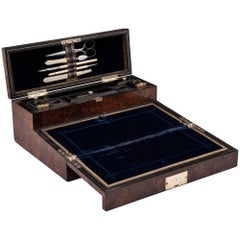 Figured Walnut Antique Writing Box by W.H.Took of Liverpool 19th Century