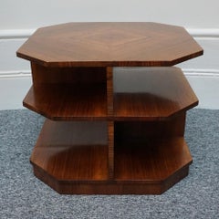 Figured Walnut Art Deco Three-Tier Library Table