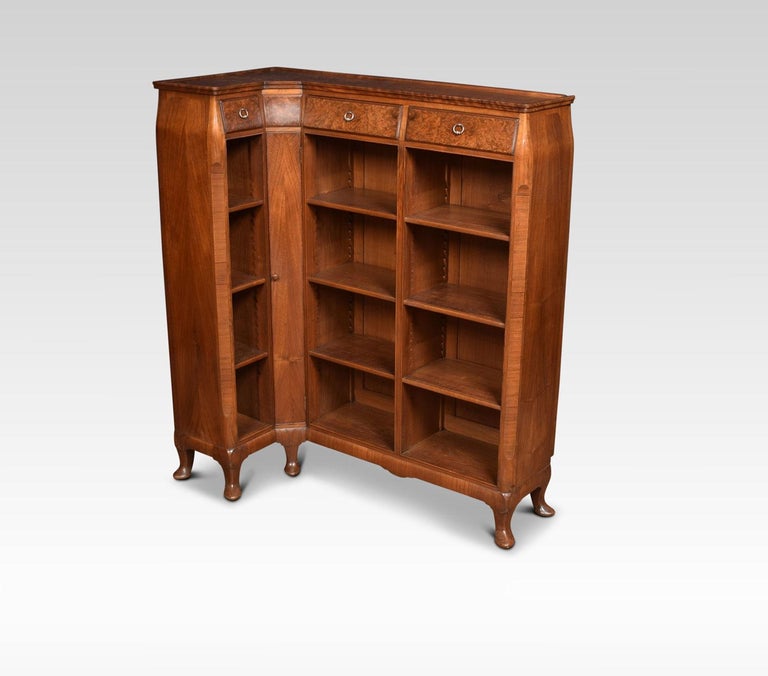Figured Walnut Corner Open Bookcase at 1stDibs
