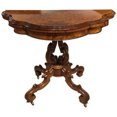 Figured Walnut 
Walnut Victorian Period Fold over Card Table