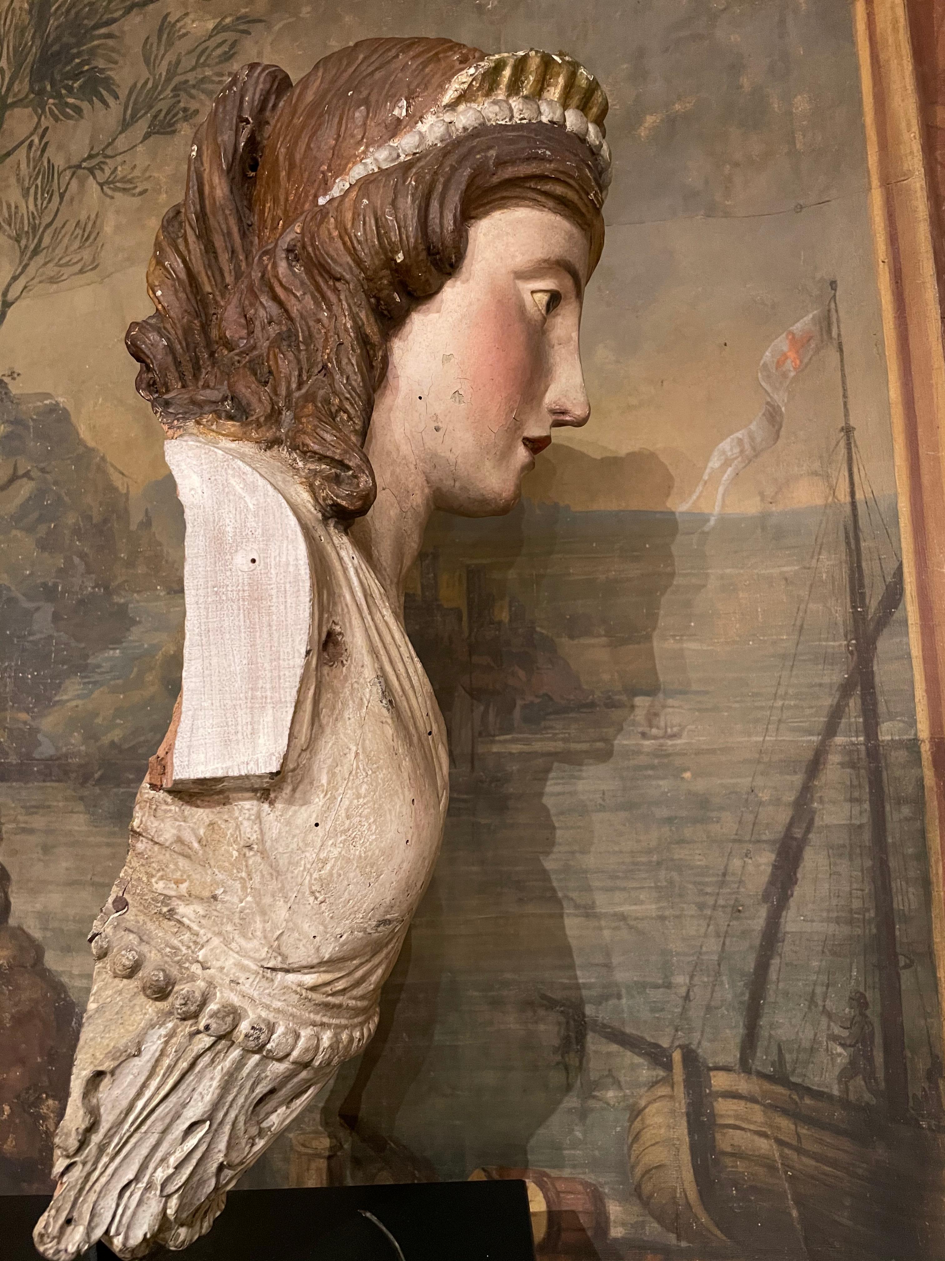 Hand-Carved Figurehead of a Model Ship