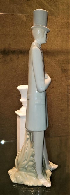 Figurine by Porcelanas Miguel Requena of Gentleman with Candlestick Jardinière