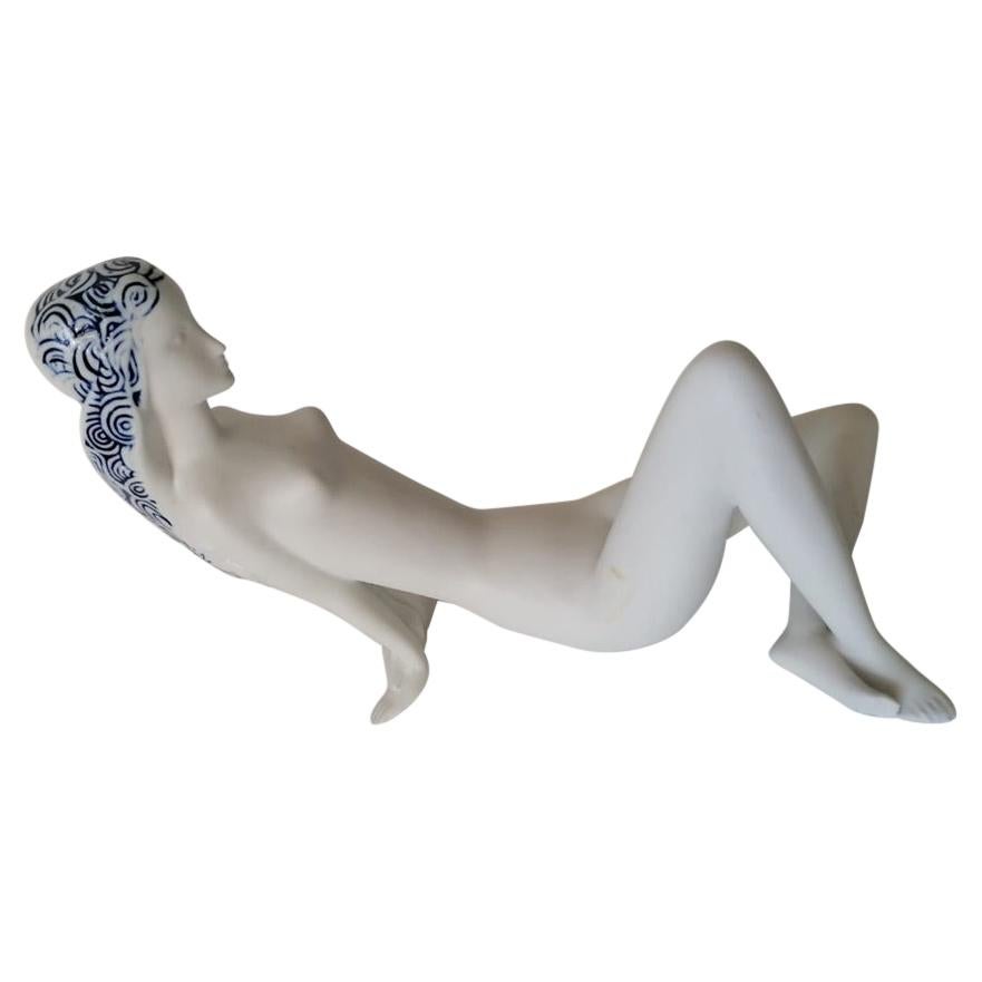 Figurine by Vladimír David for Royal Dux Bohemia, White Nude For Sale