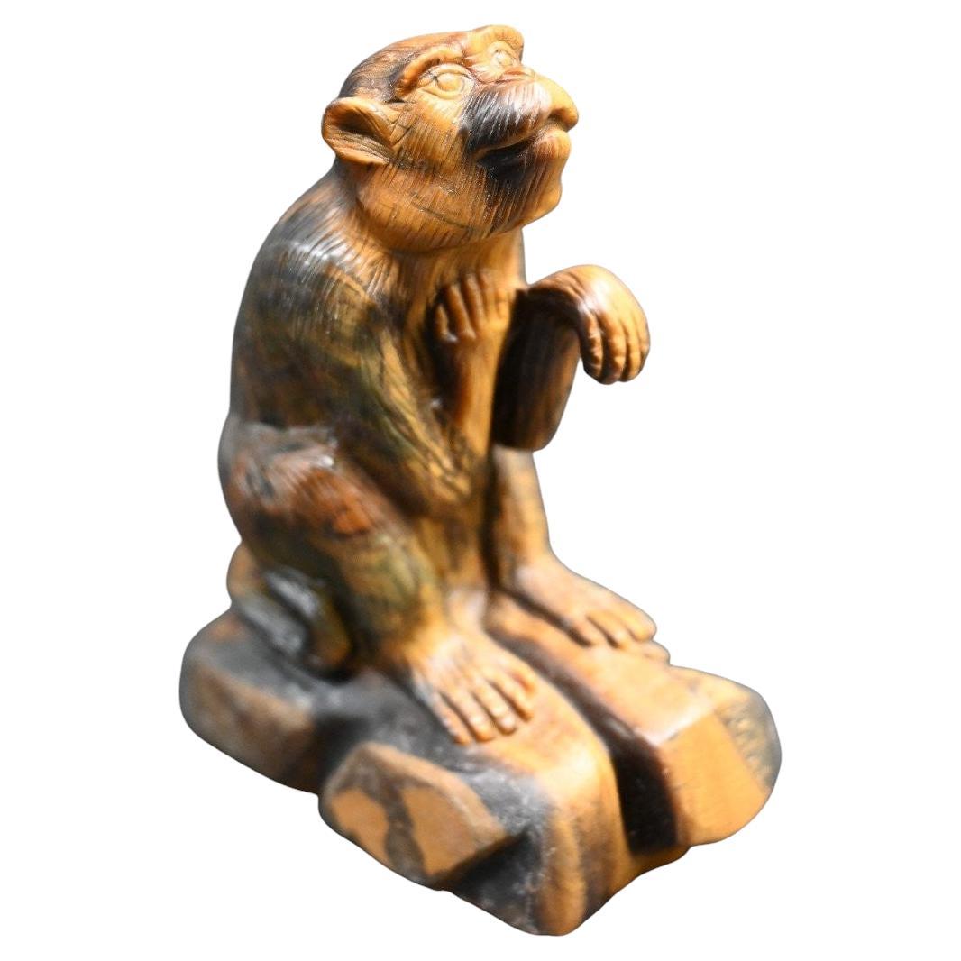 Figurine Of A Monkey Carved In Tiger's eye  (stone) , early 1900