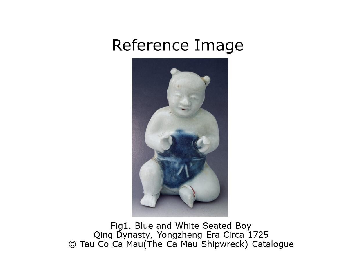 Two Figurine of Seated Boys, Circa 1725, Qing Dynasty, Yongzheng Reign For Sale 9