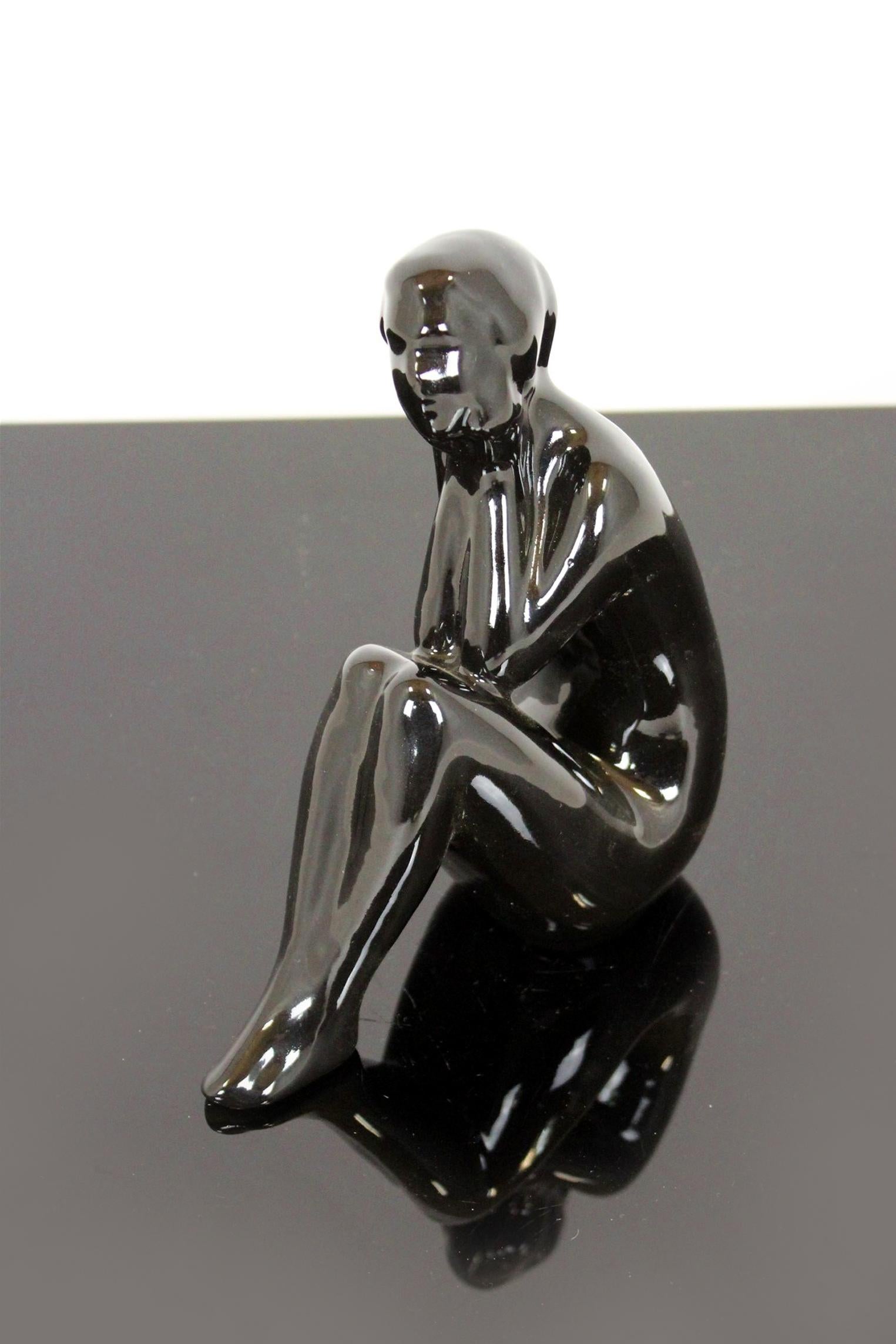 20th Century Figurine of a Woman, Jihokera Bechyne Czechoslovakia, 1960s For Sale