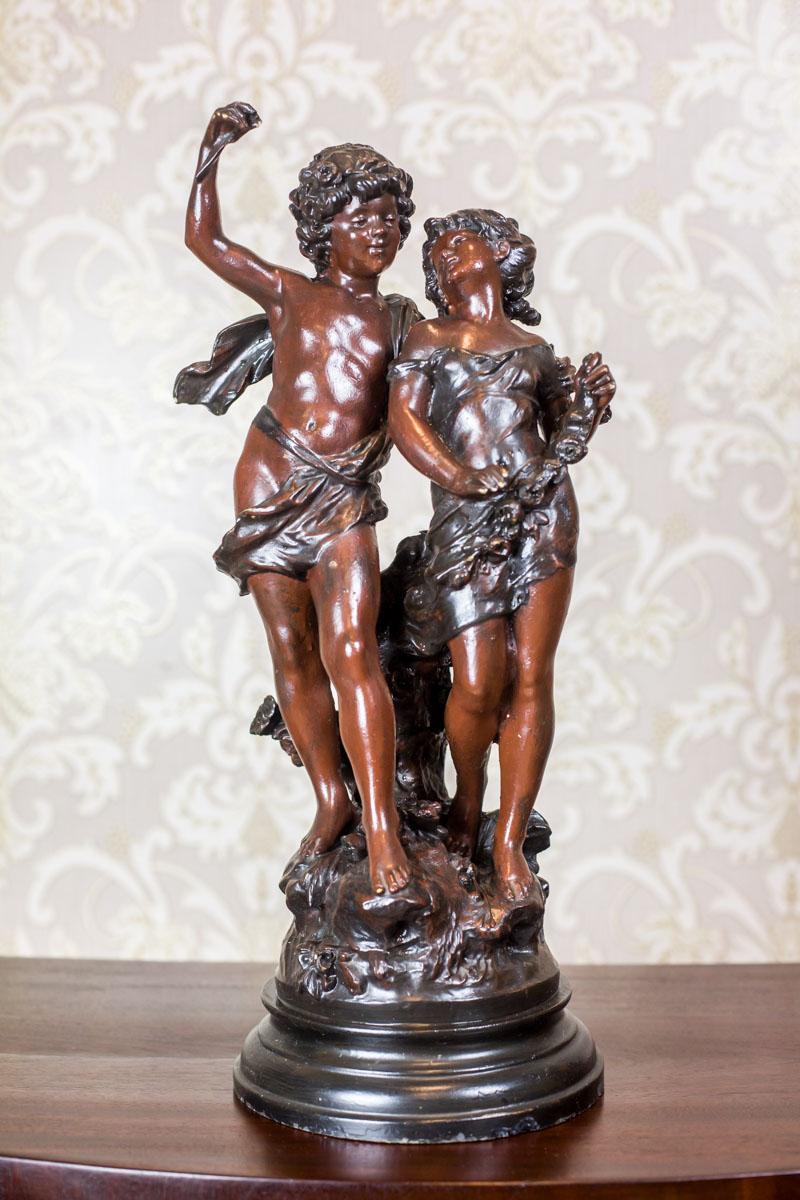 French Figurine of a Young Man with a Girl from the 1920s