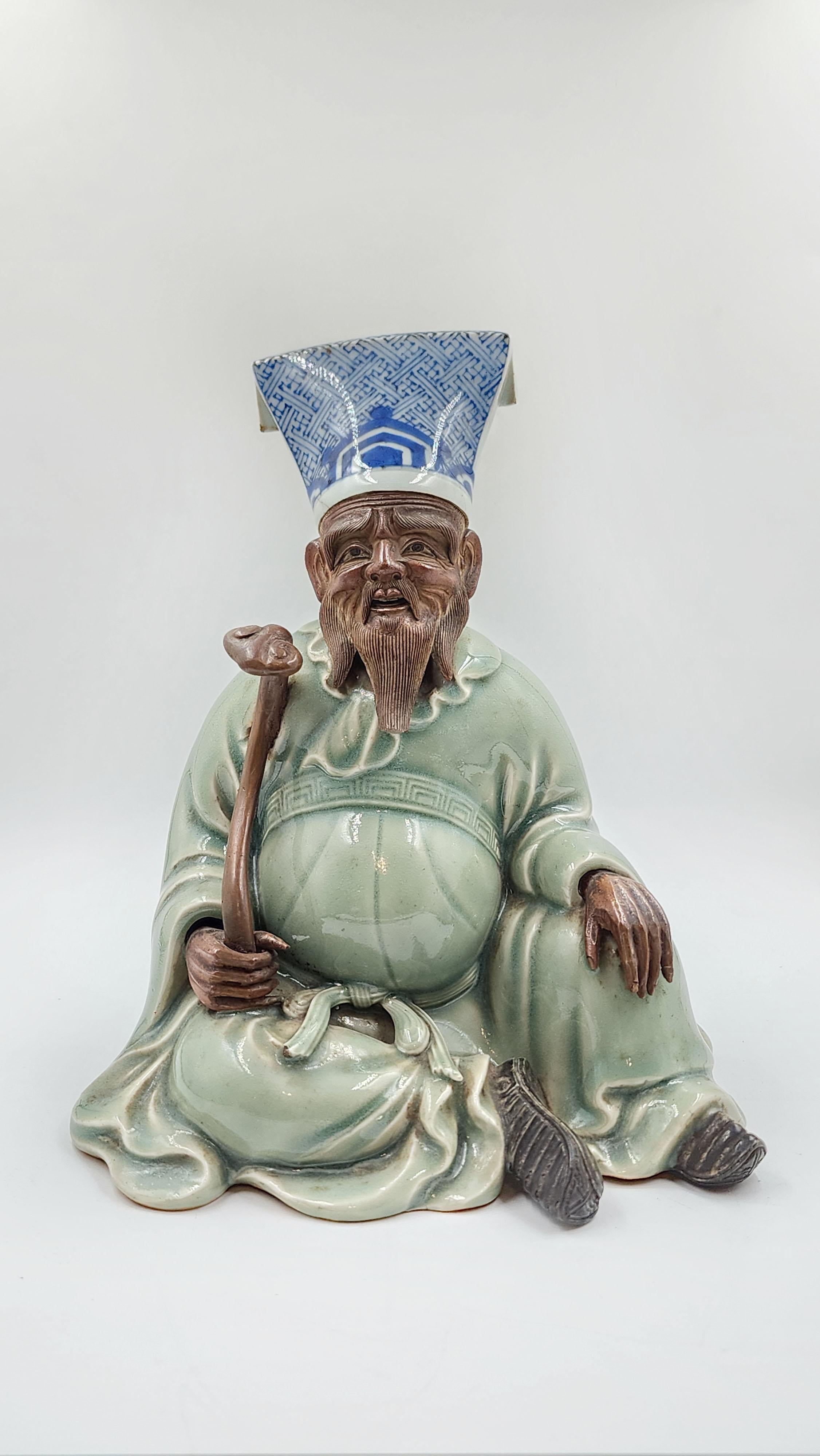 Figurilla, cerámica Sanda, de Kinkodo Kisuke Cerámica del periodo Edo, celadón en venta 1
