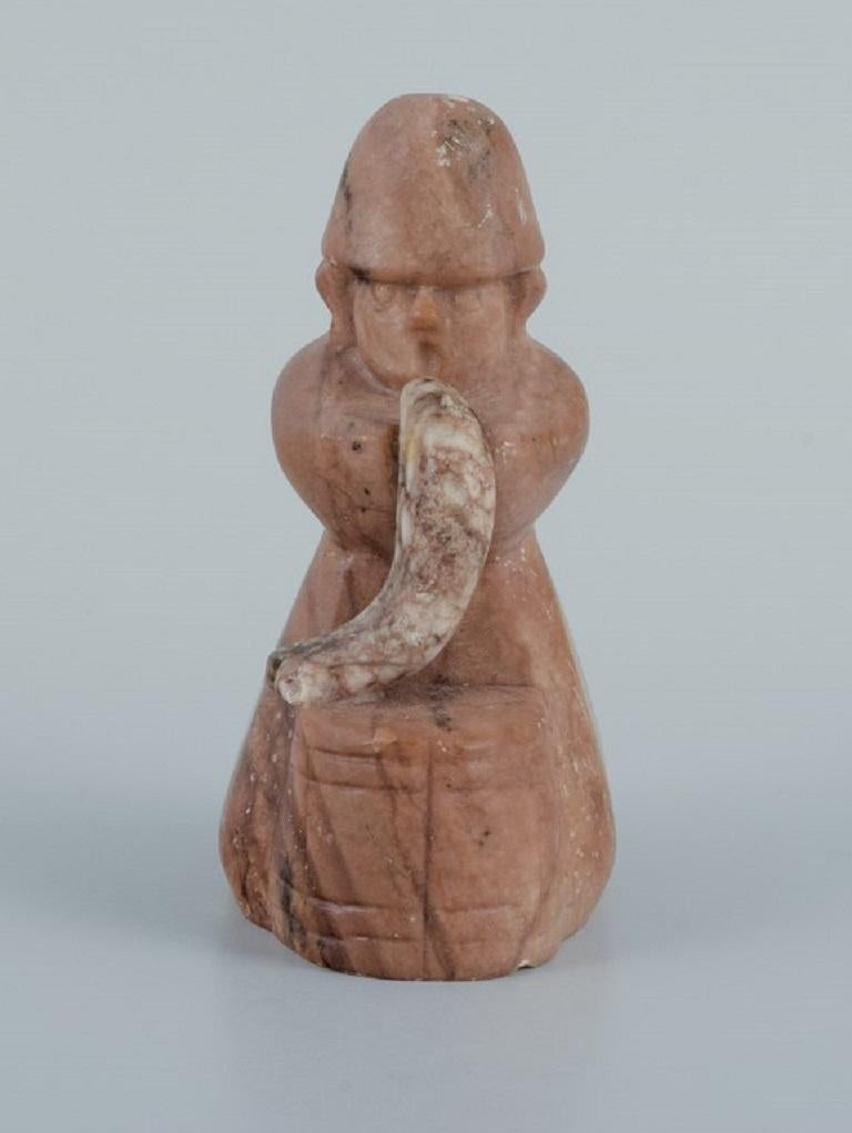 Figurine, Skovserkone with Fish Made of Soapstone, Approximately 1960s/1970s In Good Condition For Sale In Copenhagen, DK