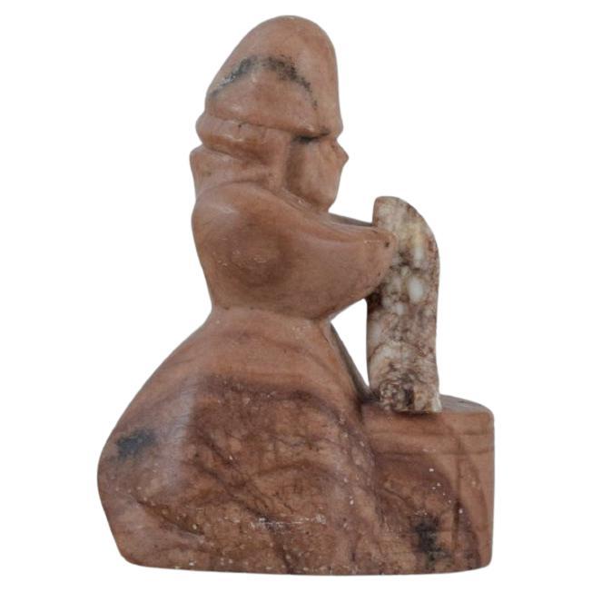 Figurine, Skovserkone with Fish Made of Soapstone, Approximately 1960s/1970s For Sale