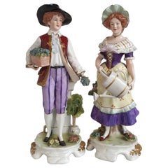 Retro Figurines in German Decorated Meissen Porcelain ‘Couple of Gardeners’