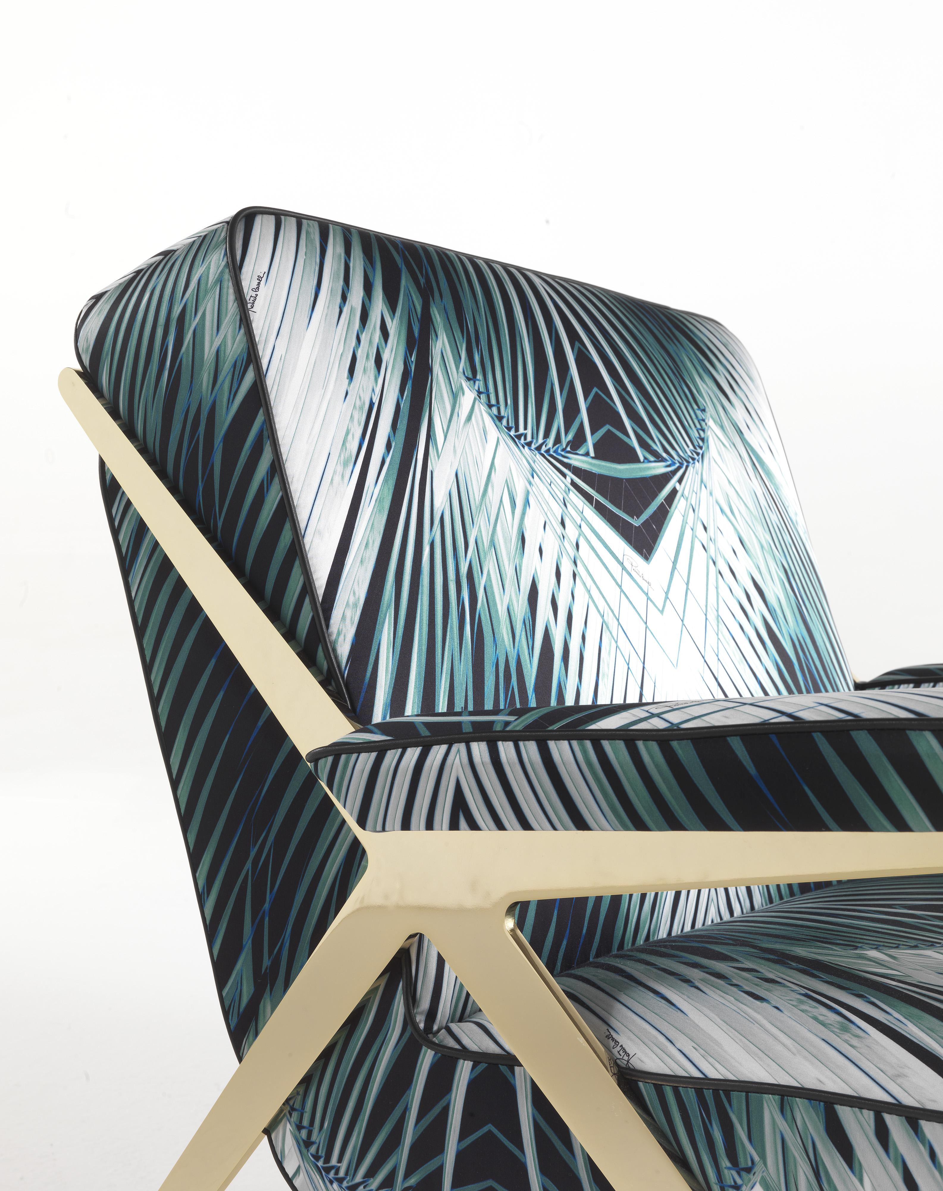 Modern 21st Century Fiji Armchair in Fabric by Roberto Cavalli Home Interiors  For Sale