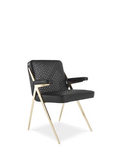 21st Century Fiji Chair with arms in Leather by Roberto Cavalli Home Interiors