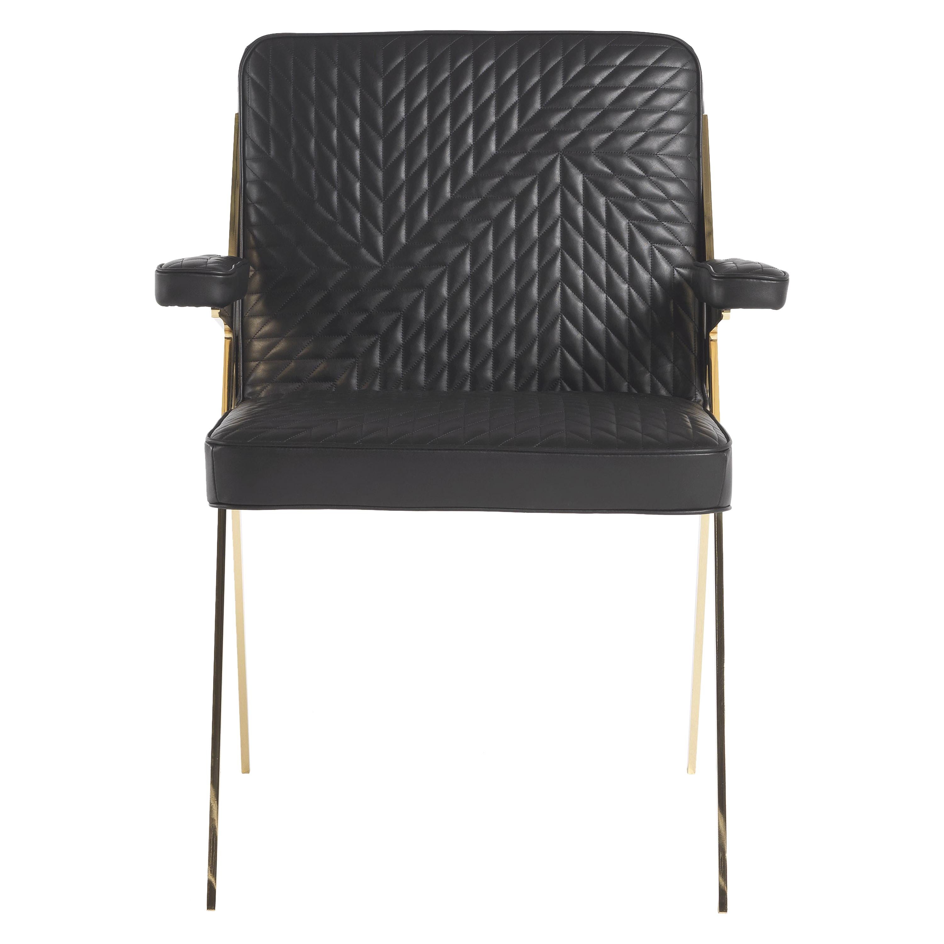 21st Century Fiji Chair with arms in Leather by Roberto Cavalli Home Interiors