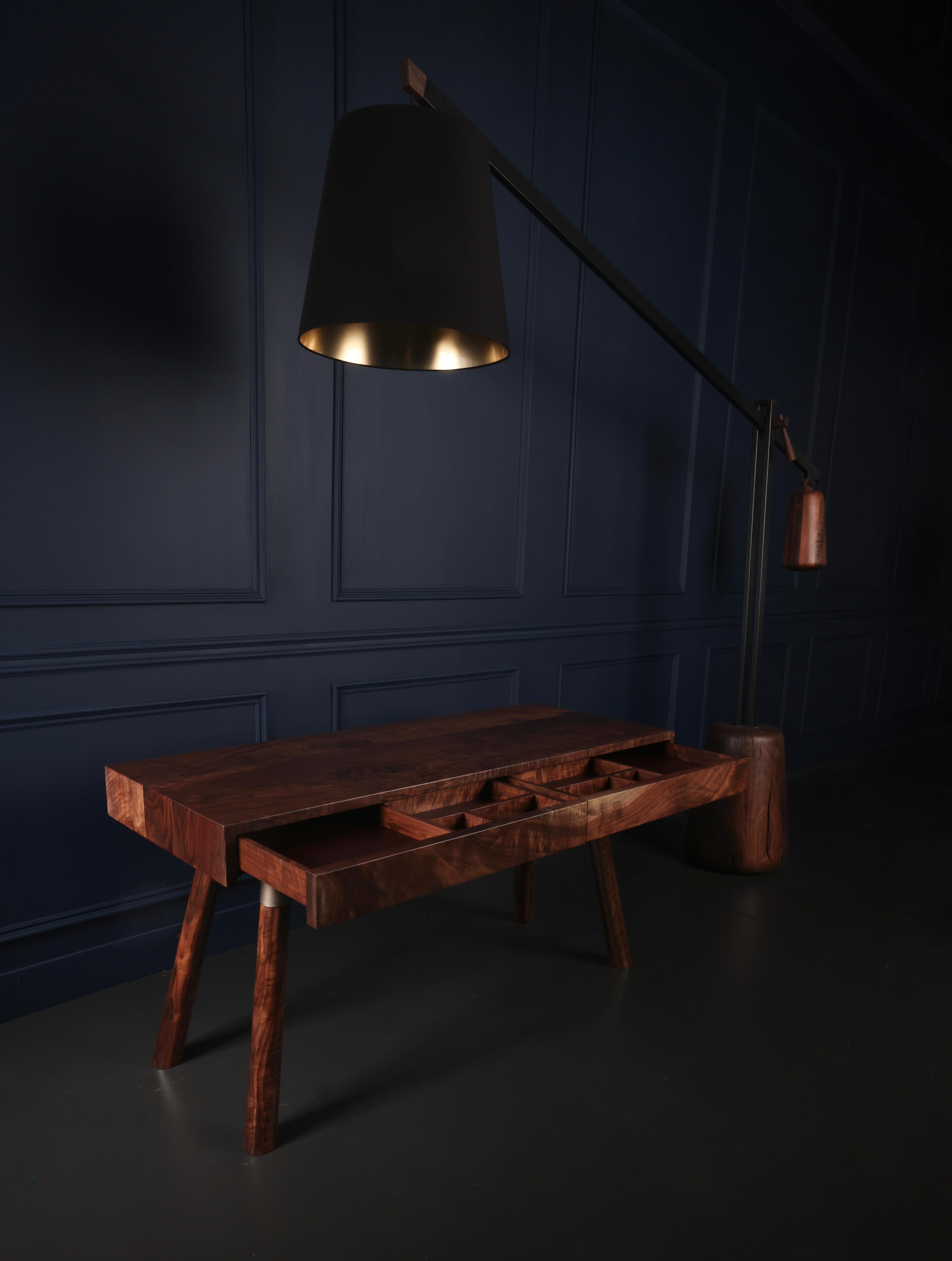 Hand-Crafted FIJN Desk in Solid Oregon Black Walnut