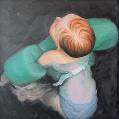 "A la deriva en la marea" (2024) de Fikriye Oz, Pintura al óleo original, Retrato