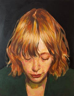 « At The Verde River » (2024) par Fikriye Oz, peinture à l'huile originale, portrait